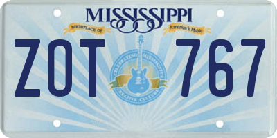 MS license plate ZOT767