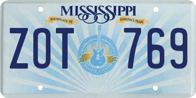 MS license plate ZOT769