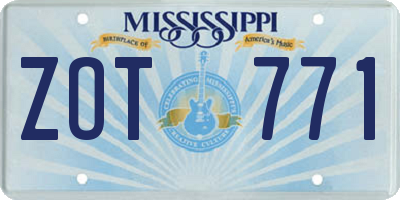 MS license plate ZOT771