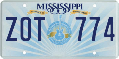 MS license plate ZOT774
