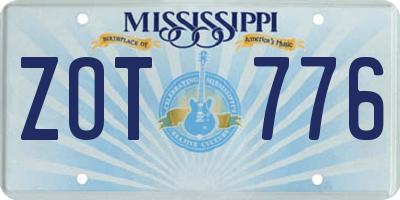 MS license plate ZOT776