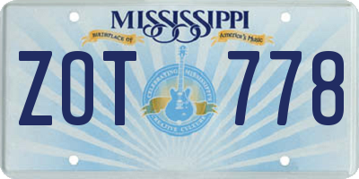 MS license plate ZOT778