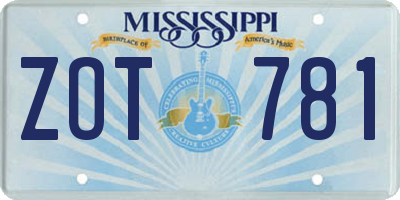 MS license plate ZOT781