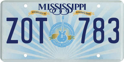 MS license plate ZOT783