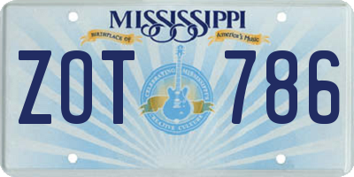 MS license plate ZOT786