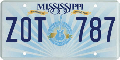 MS license plate ZOT787