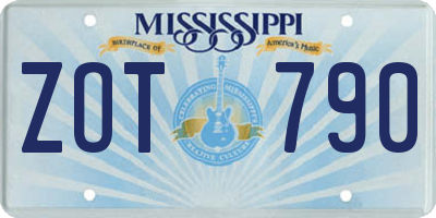 MS license plate ZOT790