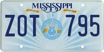 MS license plate ZOT795
