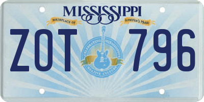 MS license plate ZOT796