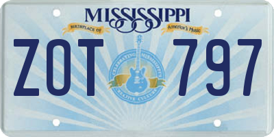 MS license plate ZOT797
