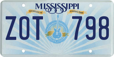 MS license plate ZOT798