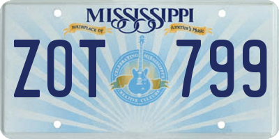 MS license plate ZOT799