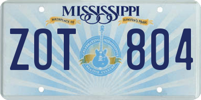 MS license plate ZOT804