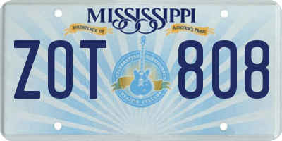 MS license plate ZOT808