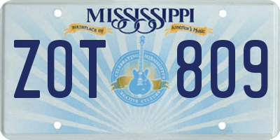 MS license plate ZOT809