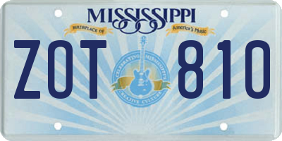 MS license plate ZOT810