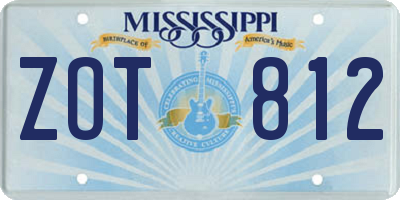 MS license plate ZOT812