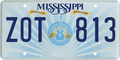MS license plate ZOT813