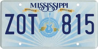 MS license plate ZOT815