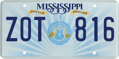MS license plate ZOT816