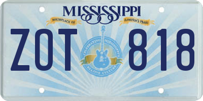 MS license plate ZOT818