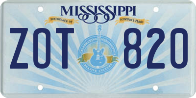 MS license plate ZOT820
