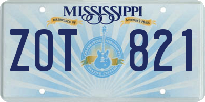 MS license plate ZOT821
