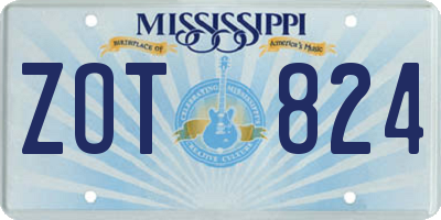 MS license plate ZOT824