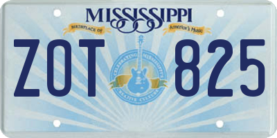 MS license plate ZOT825