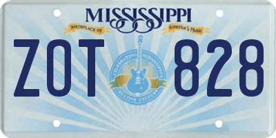 MS license plate ZOT828