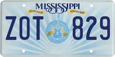 MS license plate ZOT829