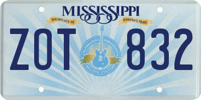 MS license plate ZOT832