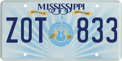 MS license plate ZOT833