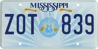 MS license plate ZOT839