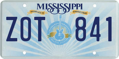 MS license plate ZOT841