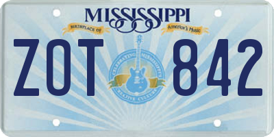 MS license plate ZOT842