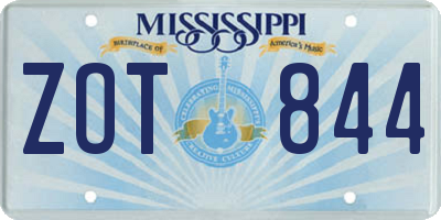 MS license plate ZOT844