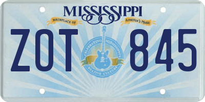 MS license plate ZOT845