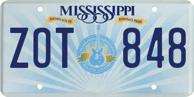 MS license plate ZOT848
