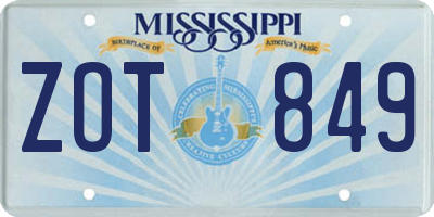 MS license plate ZOT849