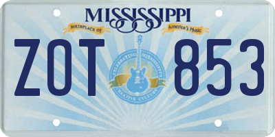 MS license plate ZOT853
