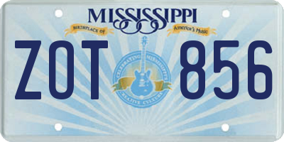 MS license plate ZOT856