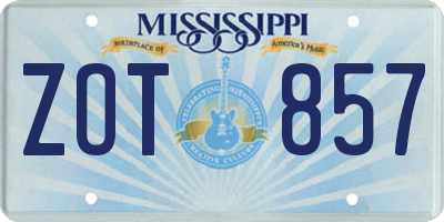 MS license plate ZOT857