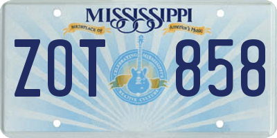 MS license plate ZOT858