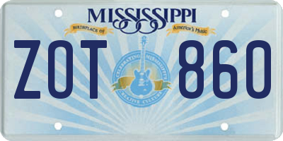 MS license plate ZOT860