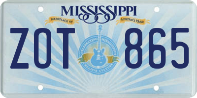 MS license plate ZOT865