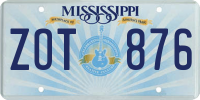 MS license plate ZOT876