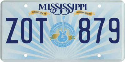 MS license plate ZOT879