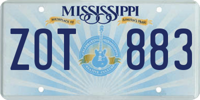 MS license plate ZOT883