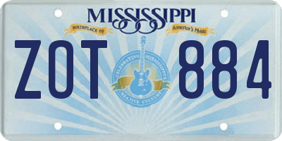 MS license plate ZOT884